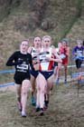 Fionnuala Britton and Gemma Steel lead the senior womens 6k BUPA Great Edinburgh Cross Country. Photo: David T. Hewitson/Sports for All Pics